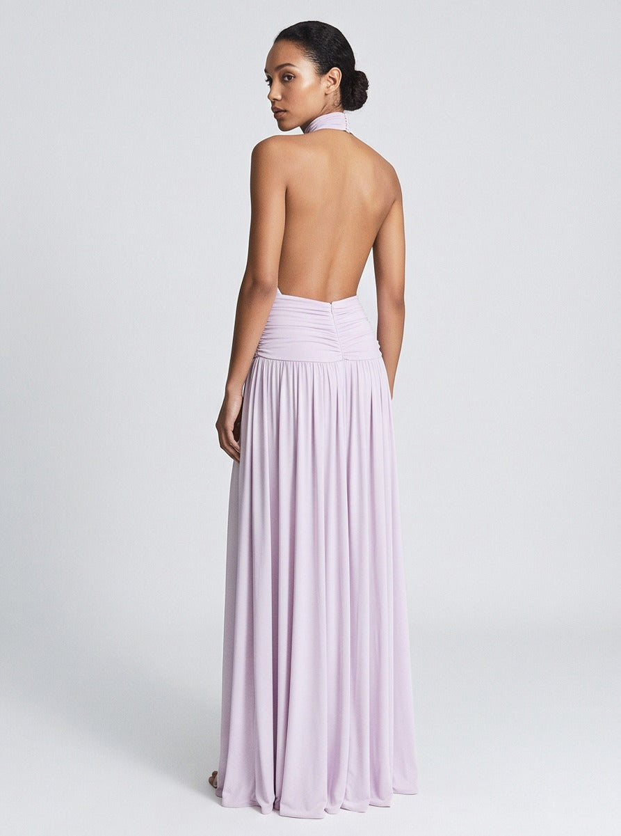 Halter Neck Backless Drop Waist Maxi Dress