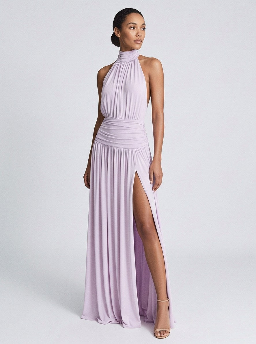 Halter Neck Backless Drop Waist Maxi Dress