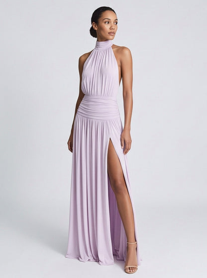 Halter Neck Backless Drop Waist Maxi Dress