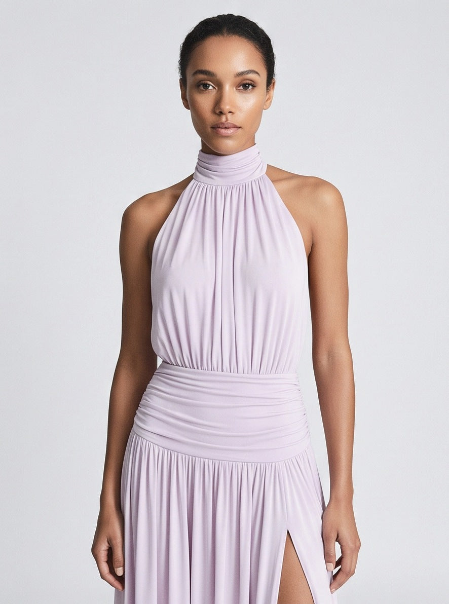 Halter Neck Backless Drop Waist Maxi Dress