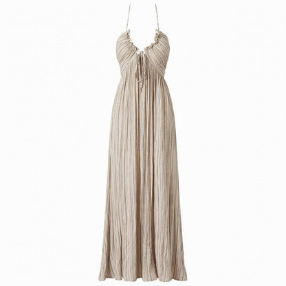 Halter Pleated Maxi Dress