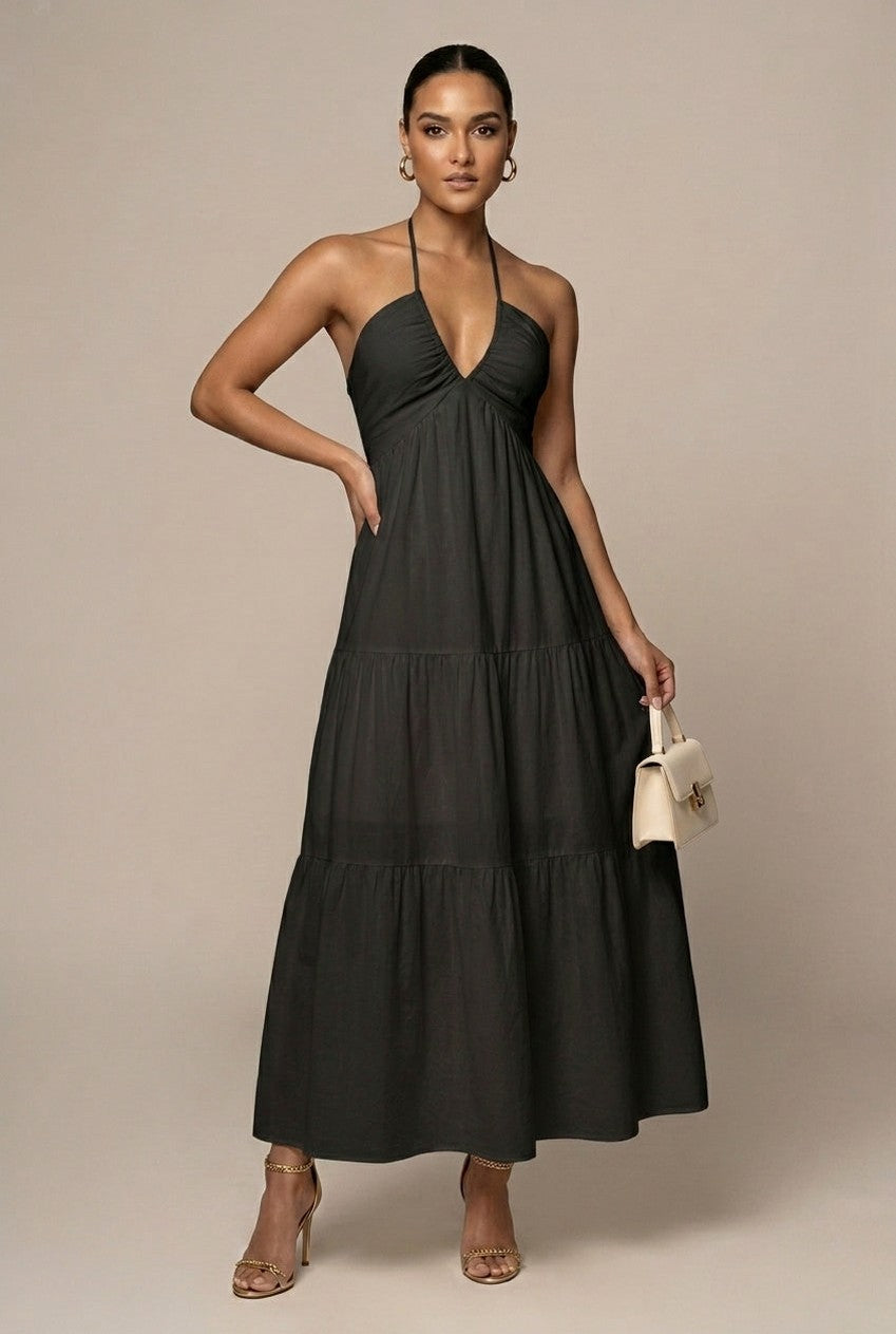 Halter Tiered Maxi Dress