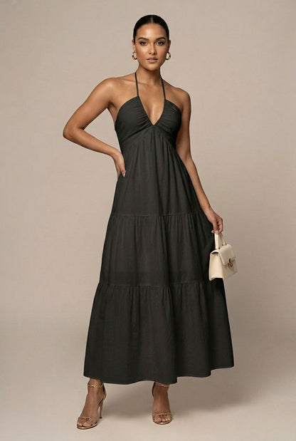 Halter Tiered Maxi Dress