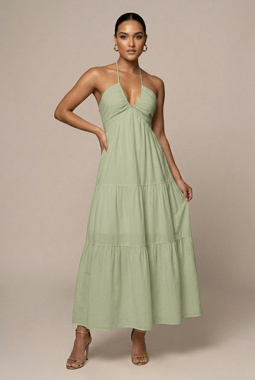 Halter Tiered Maxi Dress