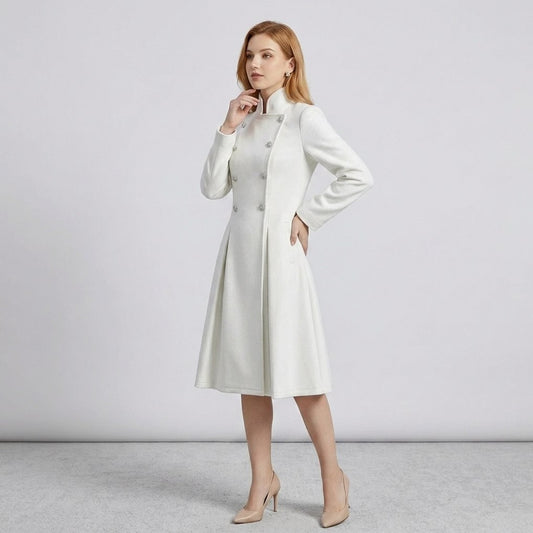 High Neck Pleated Coat