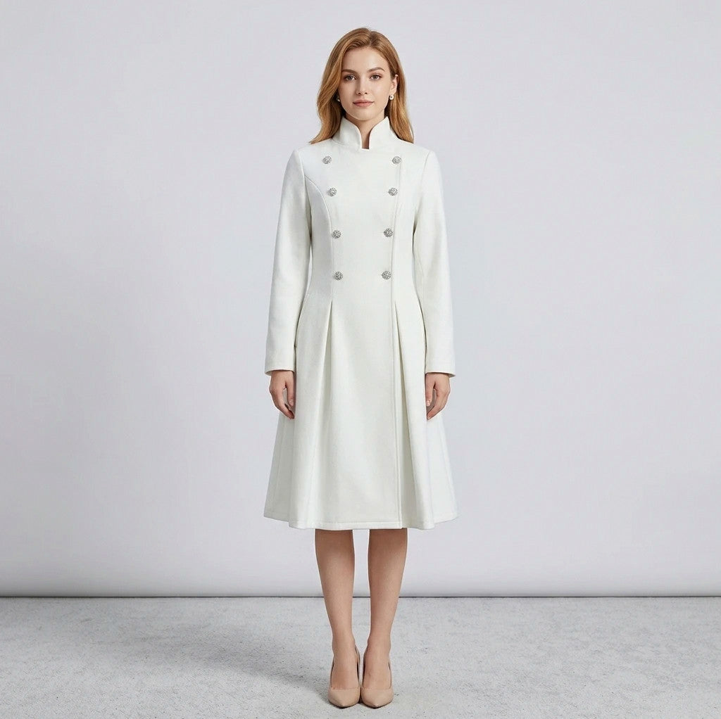 High Neck Pleated Coat