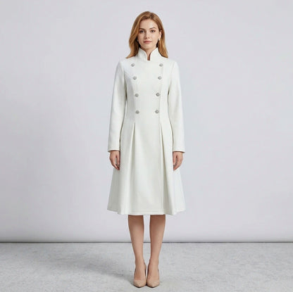 High Neck Pleated Coat