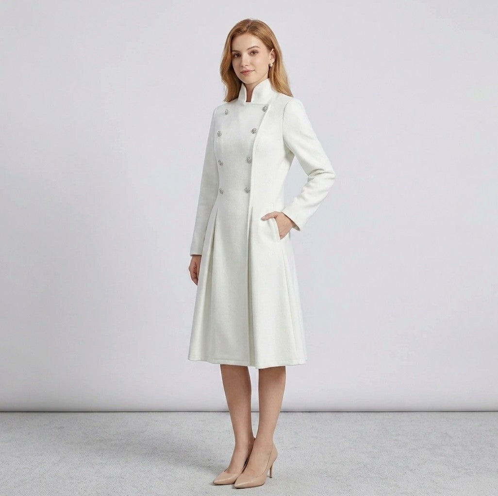 High Neck Pleated Coat