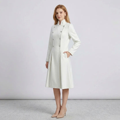 High Neck Pleated Coat