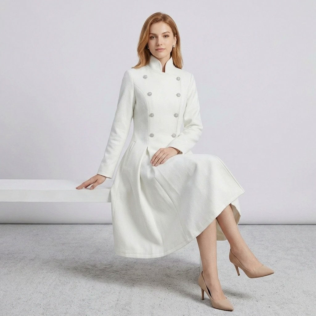 High Neck Pleated Coat