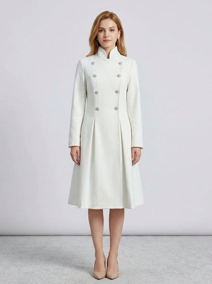 High Neck Pleated Coat