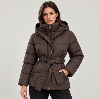 Hooded Belted Puffer Jacket