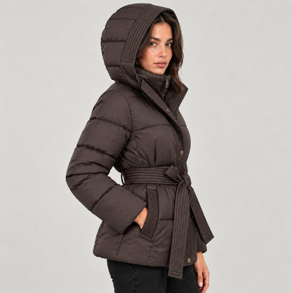 Hooded Belted Puffer Jacket