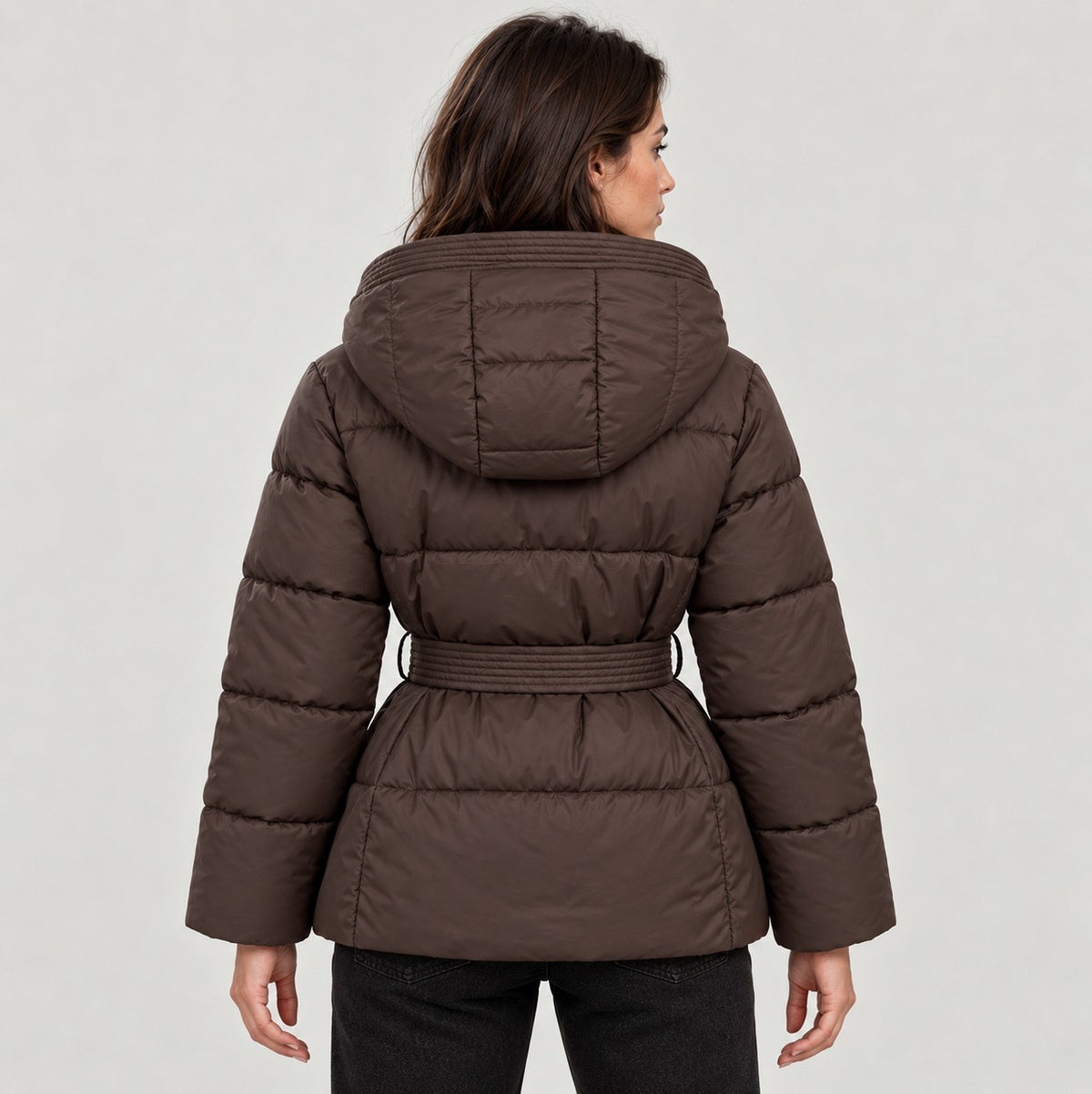 Hooded Belted Puffer Jacket