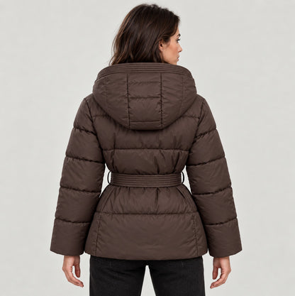 Hooded Belted Puffer Jacket
