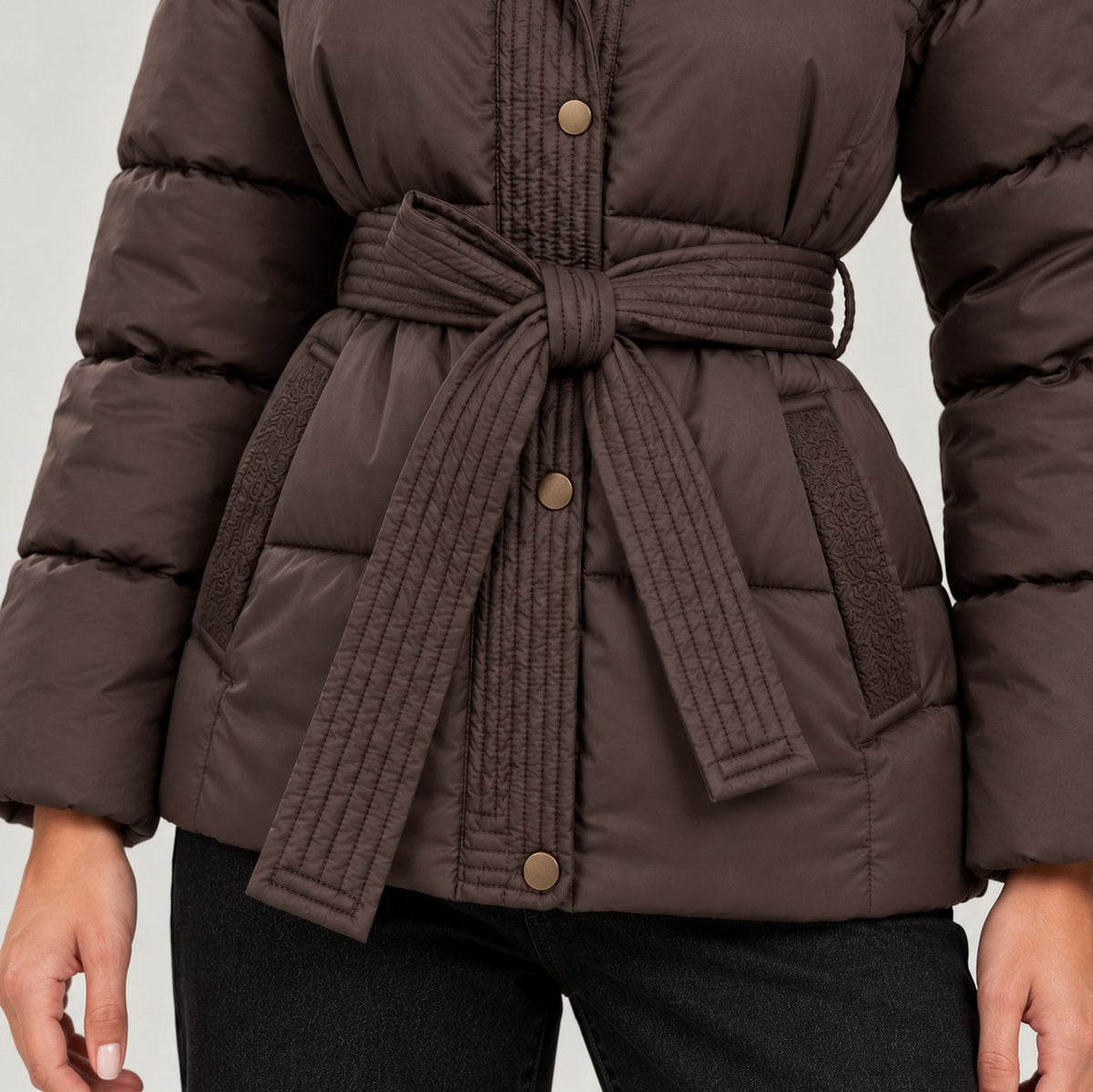 Hooded Belted Puffer Jacket
