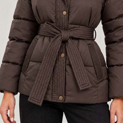 Hooded Belted Puffer Jacket