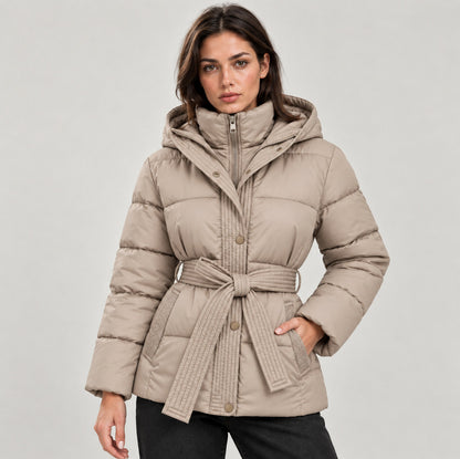Hooded Belted Puffer Jacket