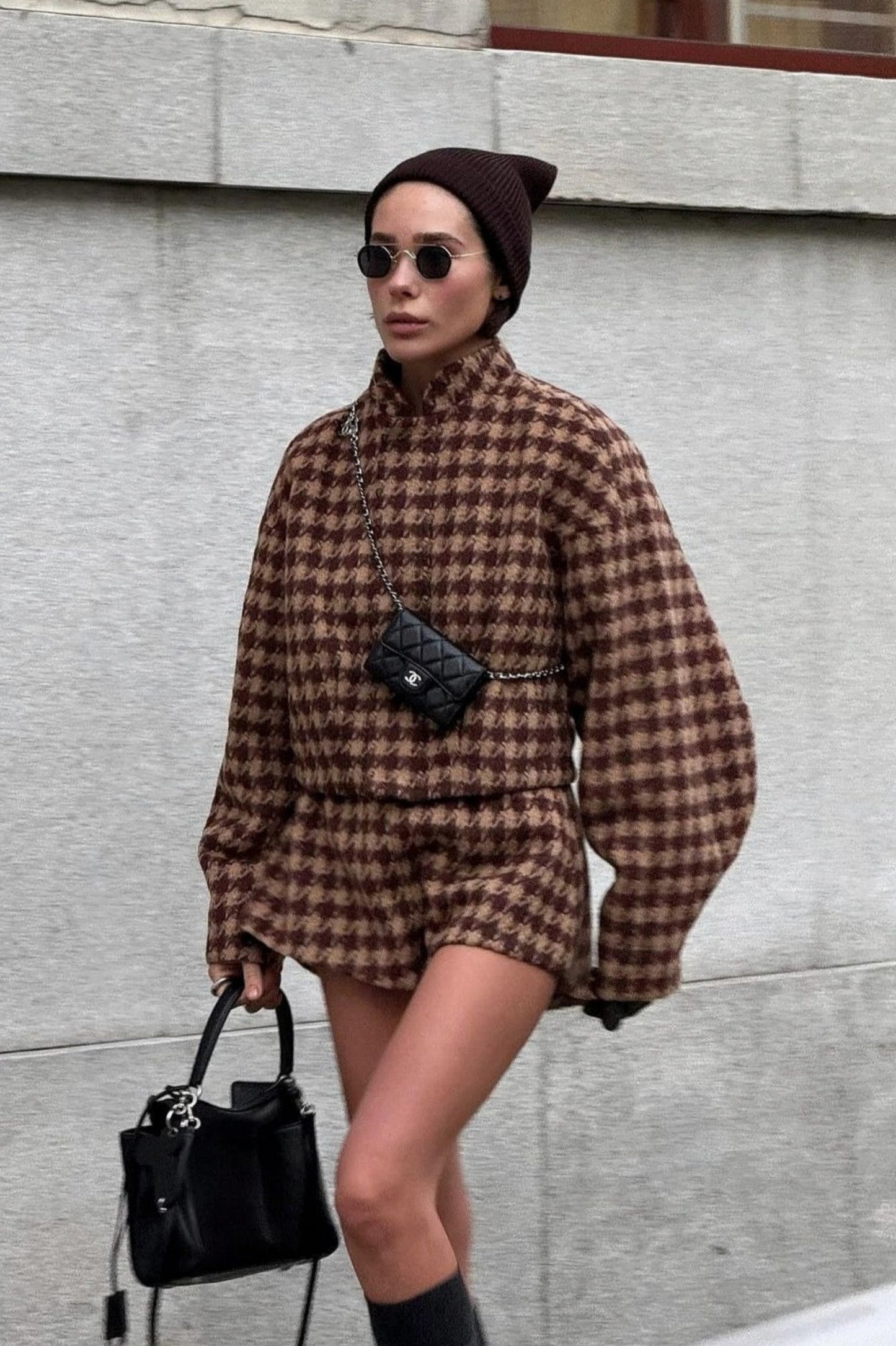 Houndstooth Knit Two Piece Set