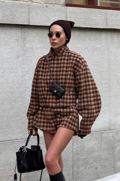 Houndstooth Knit Two Piece Set
