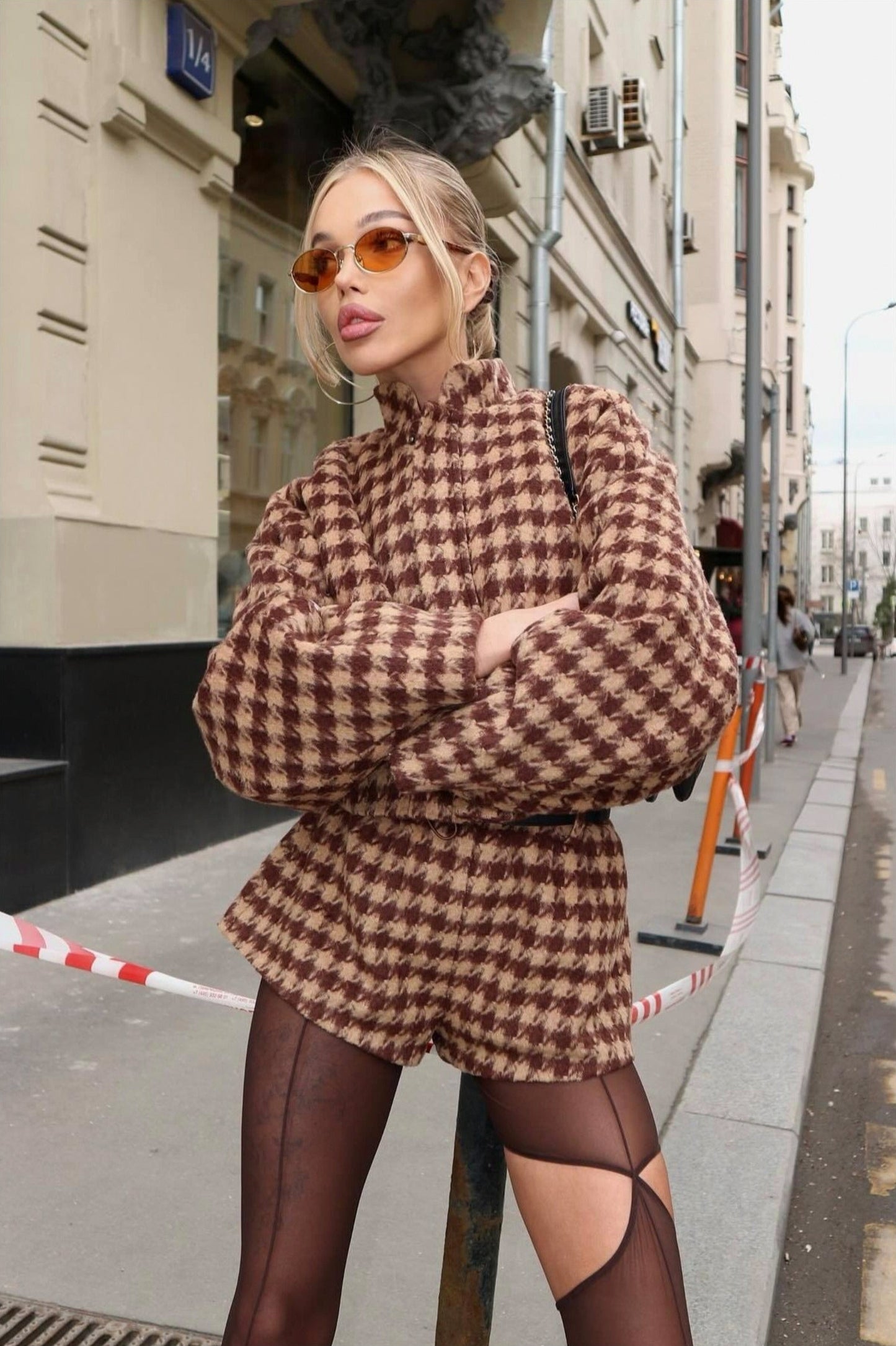 Houndstooth Knit Two Piece Set