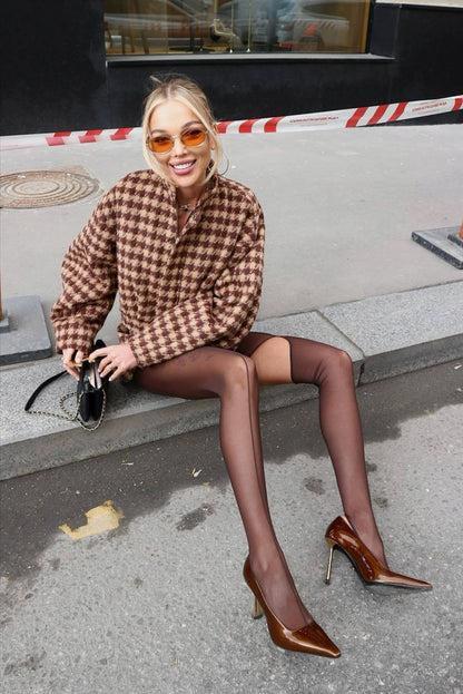 Houndstooth Knit Two Piece Set