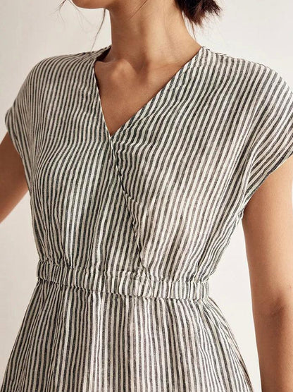 Striped Linen Midi Dress