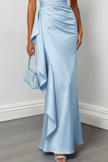Satin One Shoulder Maxi Dress