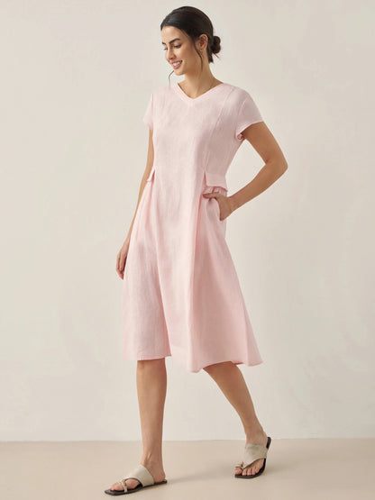 Linen A-Line Midi Dress