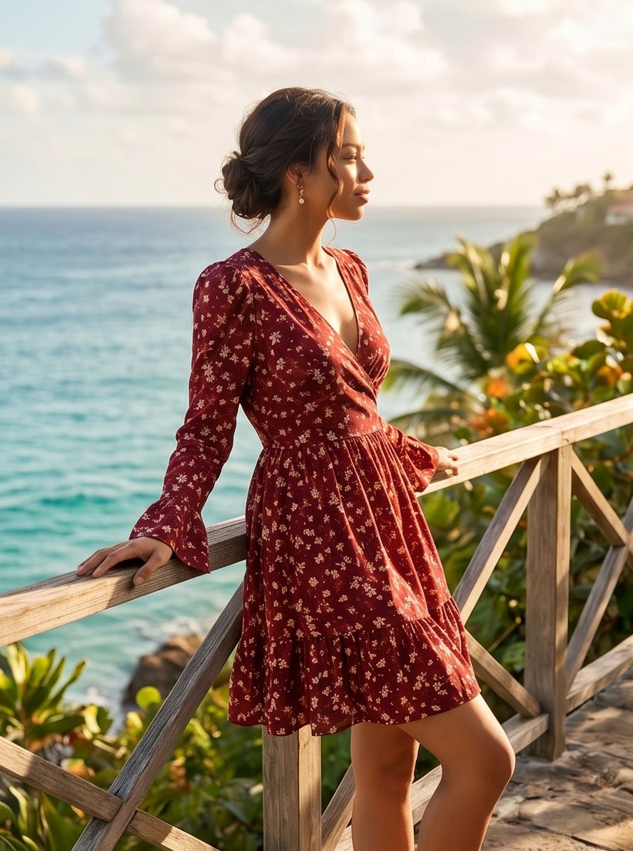Floral Long Sleeve Mini Dress