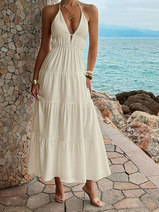 Halter Tiered Cutout Maxi Dress