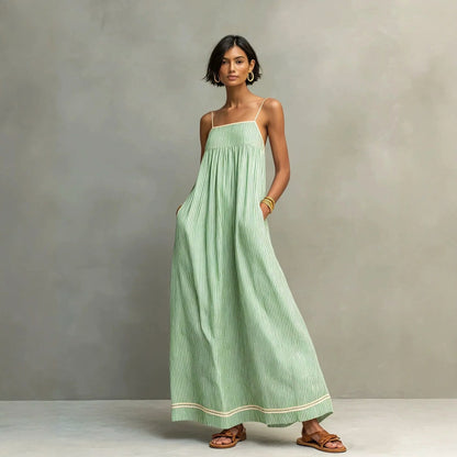 Striped Spaghetti Strap Maxi Sundress