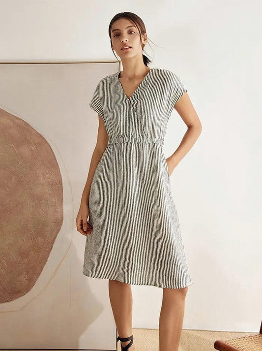 Striped Linen Midi Dress