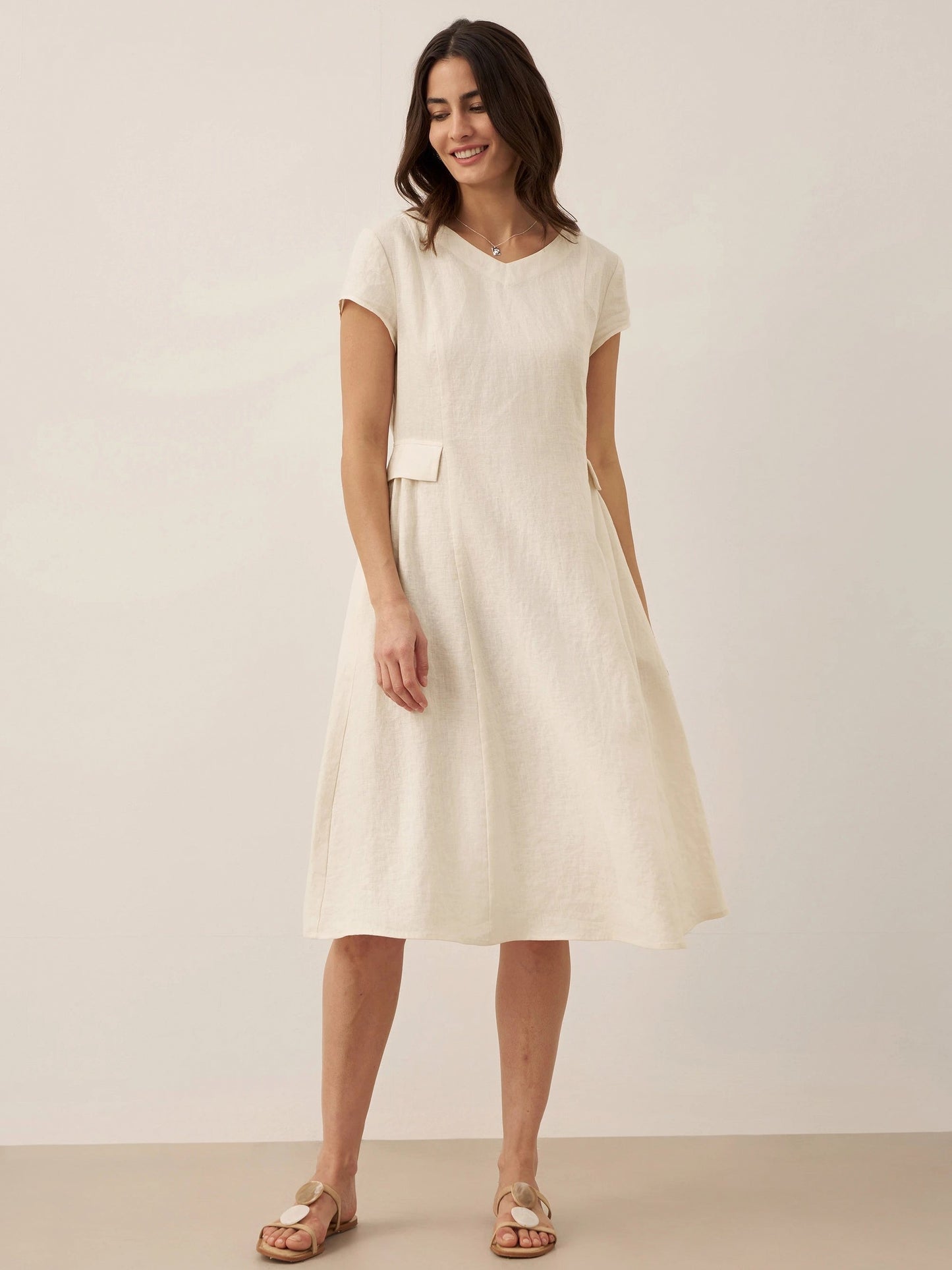 Linen A-Line Midi Dress