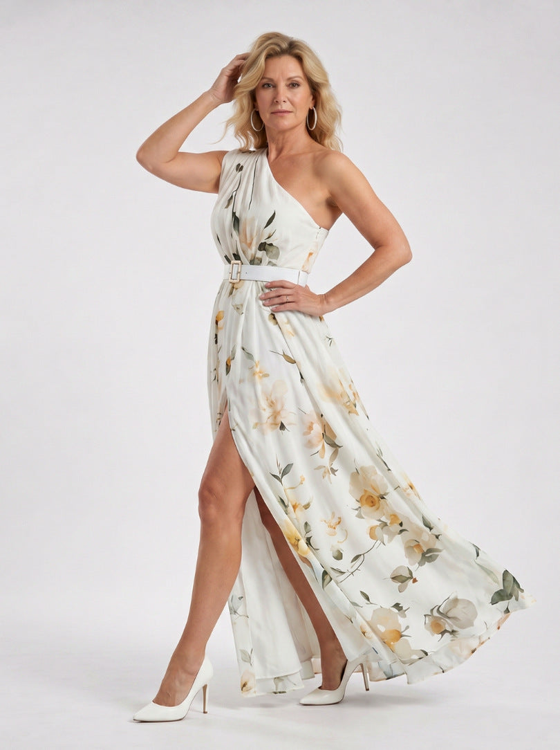 Floral One Shoulder Maxi Dress