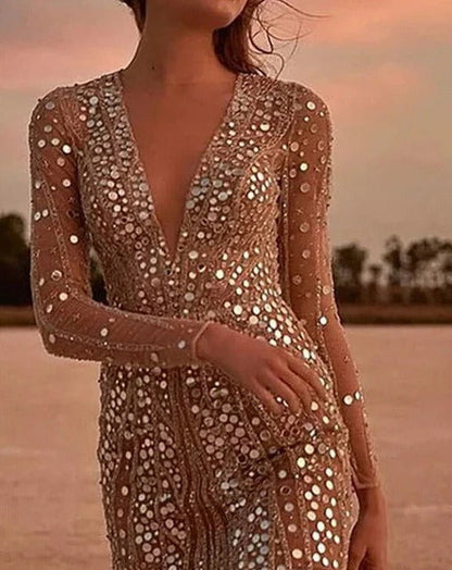 Long Sleeve Sequin Mini Dress