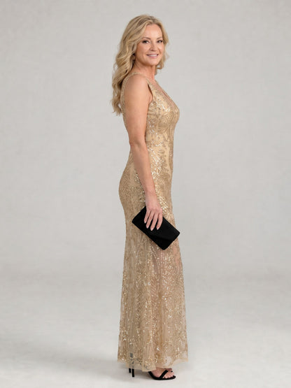 Sequin V-Neck Maxi Dress