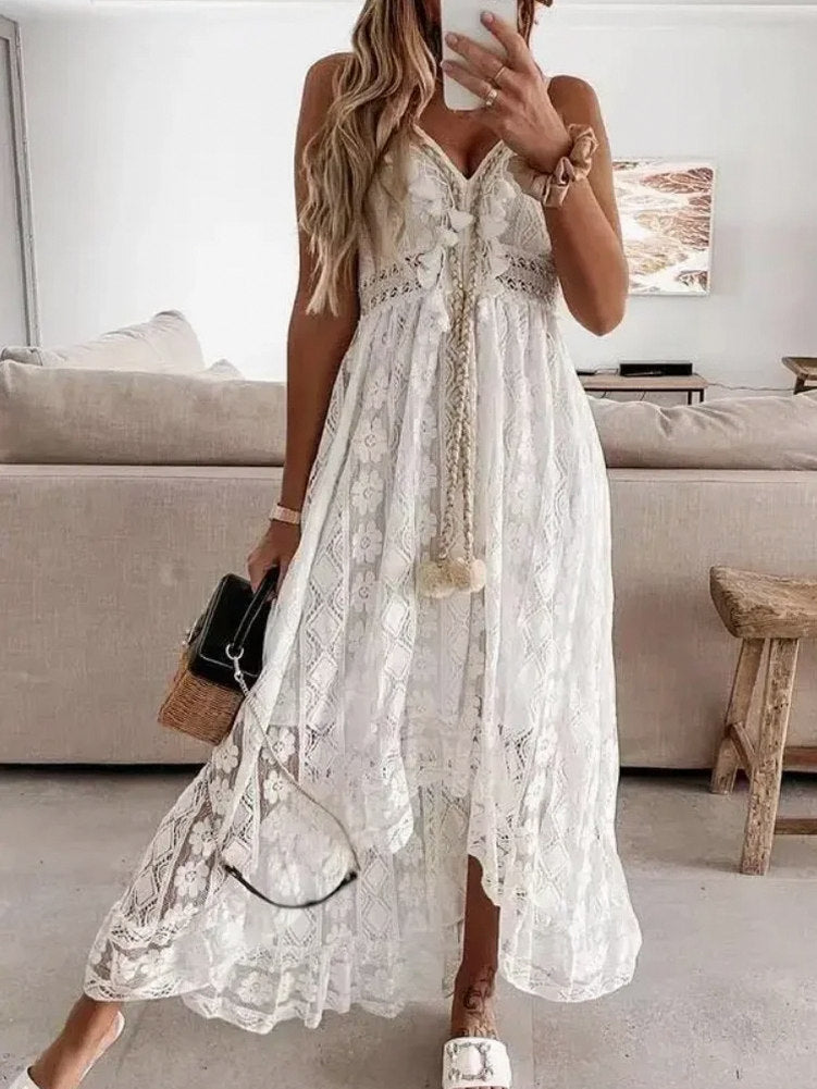 Lace Tassel Tie Midi Sundress