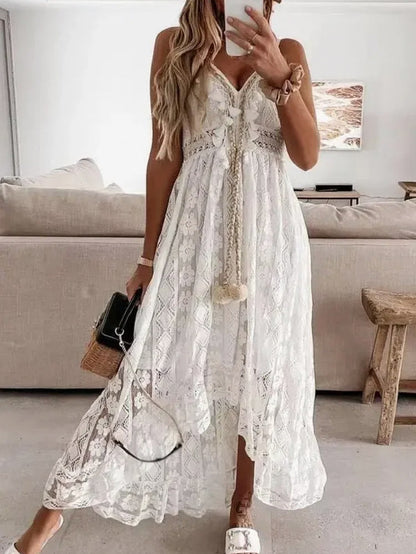Lace Tassel Tie Midi Sundress