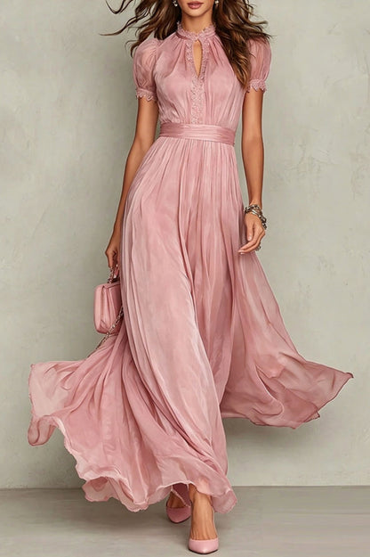Chiffon Puff Sleeve Maxi Dress