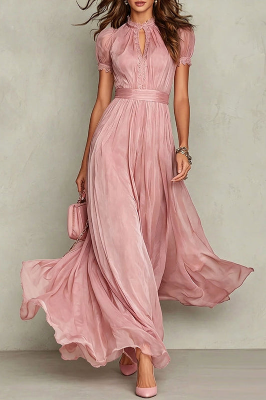 Chiffon Puff Sleeve Maxi Dress