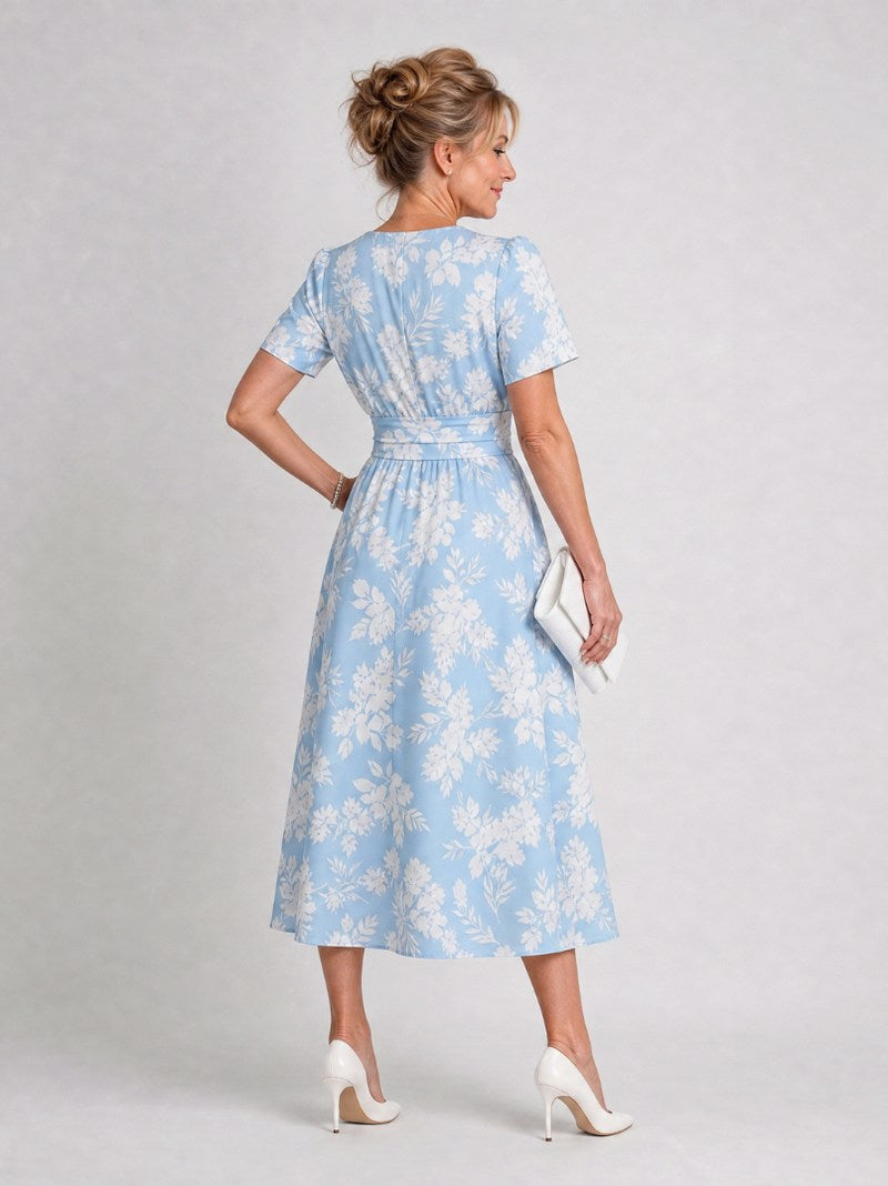 Floral Short Sleeve Midi Dress