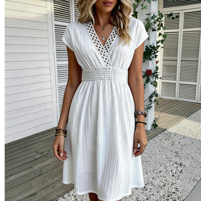 Crepe Smocked Waist Mini Dress