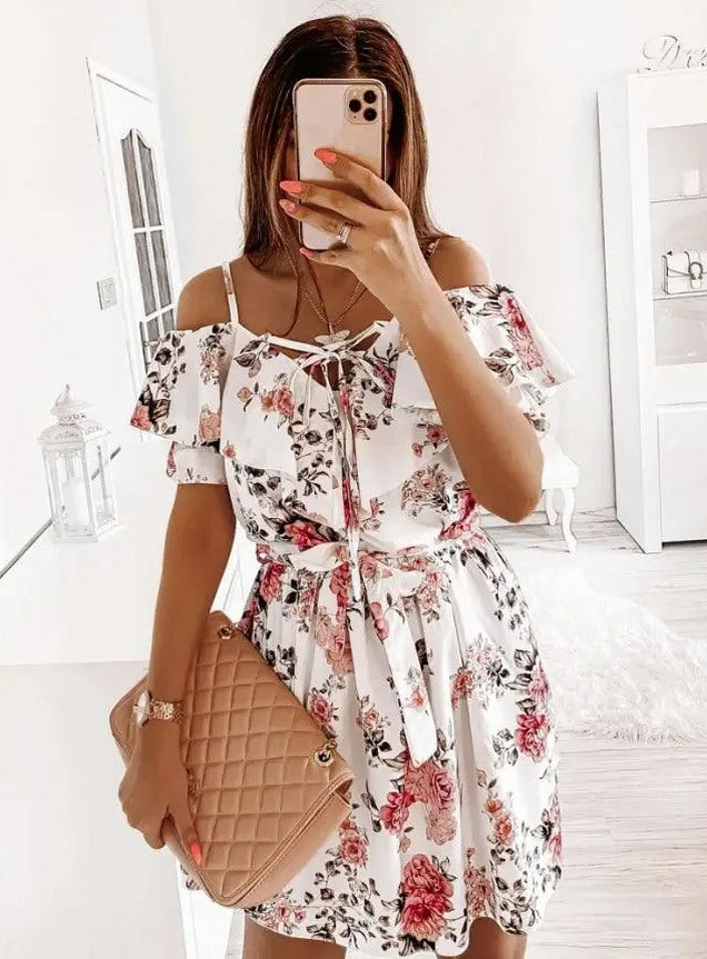 Floral Cold Shoulder Mini Sundress