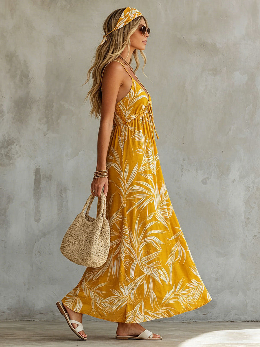 Floral Tie Front Maxi Dress