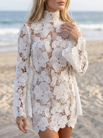 Crochet High Neck Mini Dress