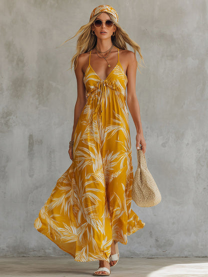 Floral Tie Front Maxi Dress