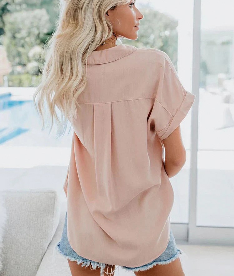 Relaxed Short Sleeve Button Down Shirt