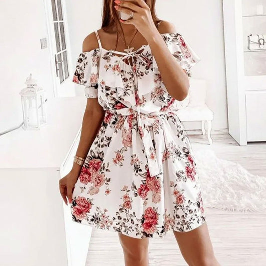 Floral Cold Shoulder Mini Sundress