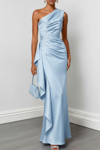 Satin One Shoulder Maxi Dress